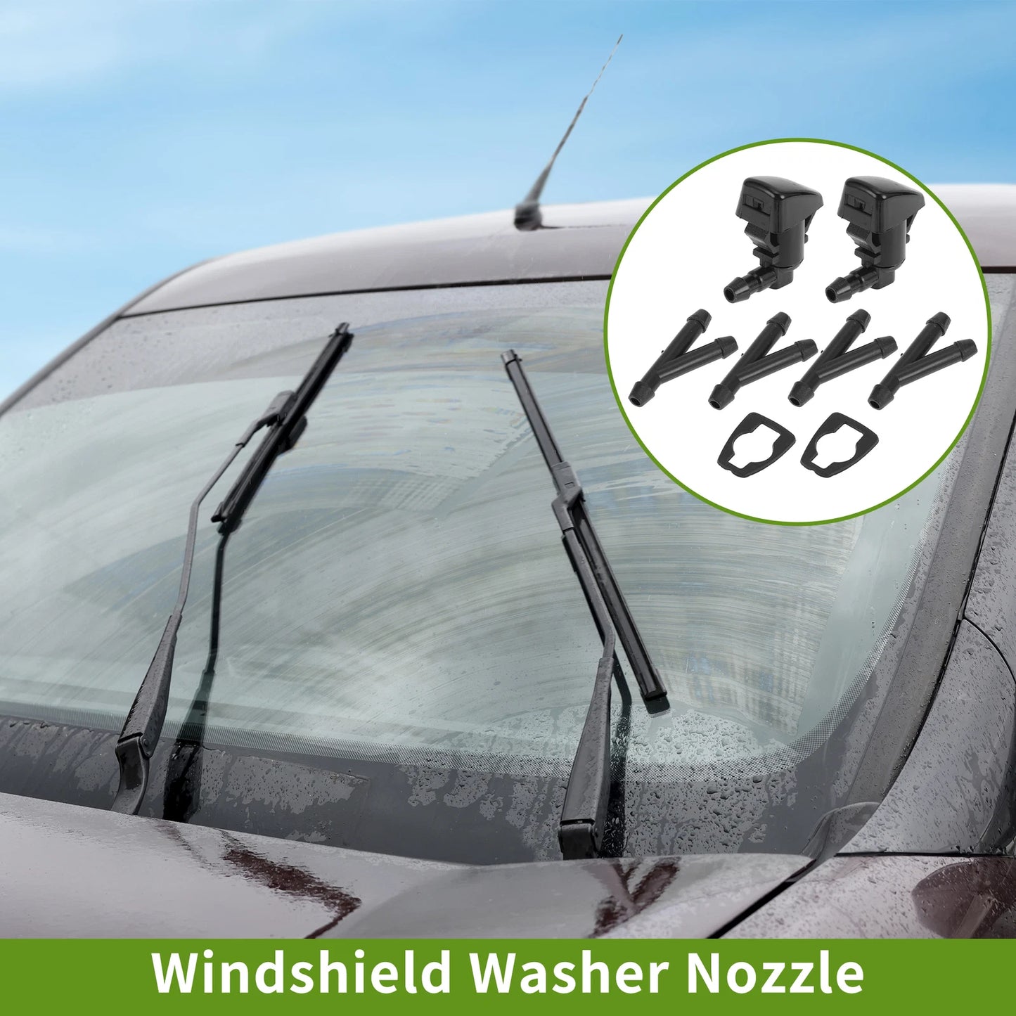 Windshield Washer Nozzle Set with Hose Connector for Ford (2008–2011)