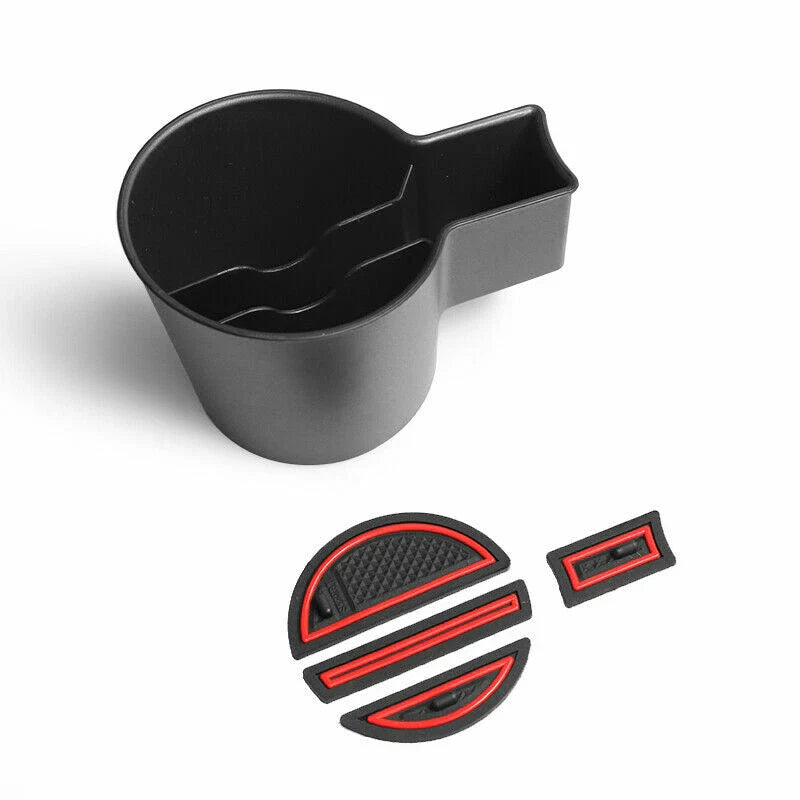 Black Console Water Cup Storage Box Frame Trim for Honda Civic (2022–2023)