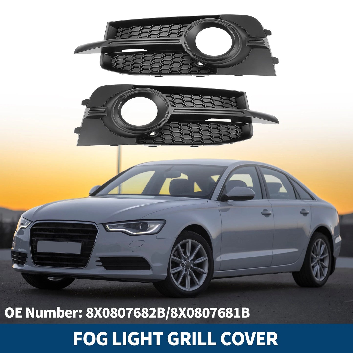 1 Pair Front Fog Light Grill for Audi A1 8X/8XA (No. 8X0807682B/8X0807681B)