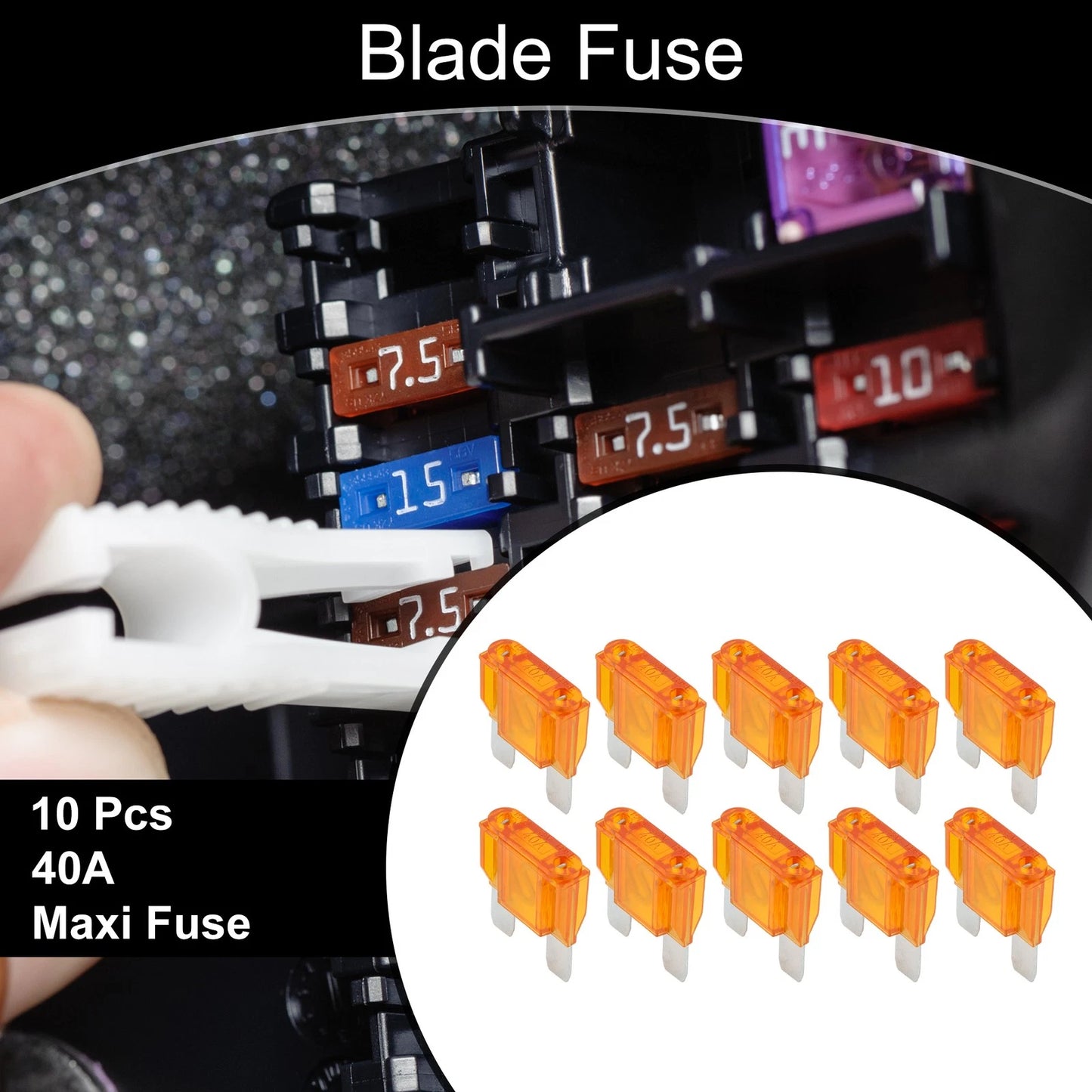 Set of 10 Maxi Fuse 40A Blade Fuse for Car Boat Truck RV Motorcycle