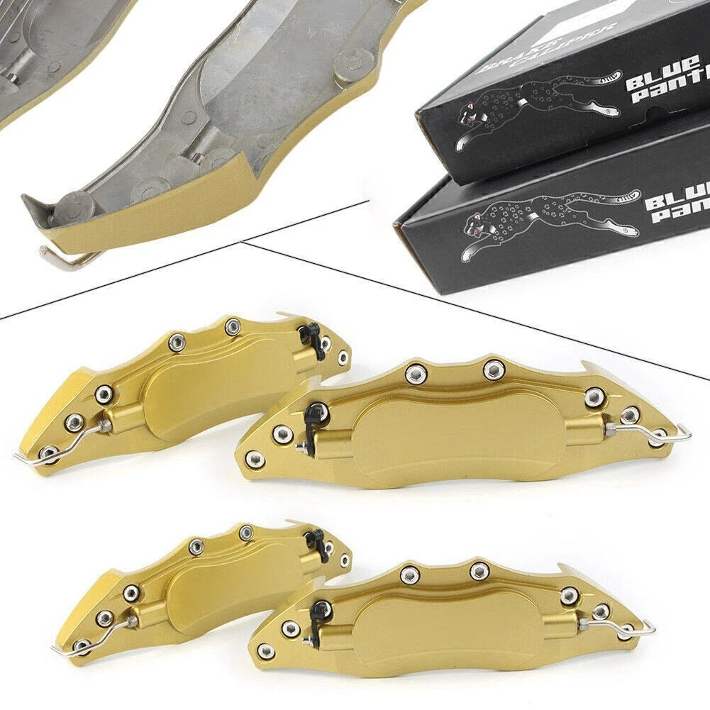 Set of 4 3D Metal Brake Caliper Covers for Universal Fit (Large & Medium) GOLD