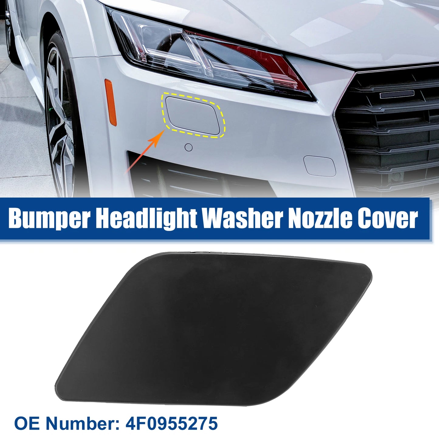 Front Left Headlight Washer Nozzle Cover for Audi A6 (2012–2018) Black