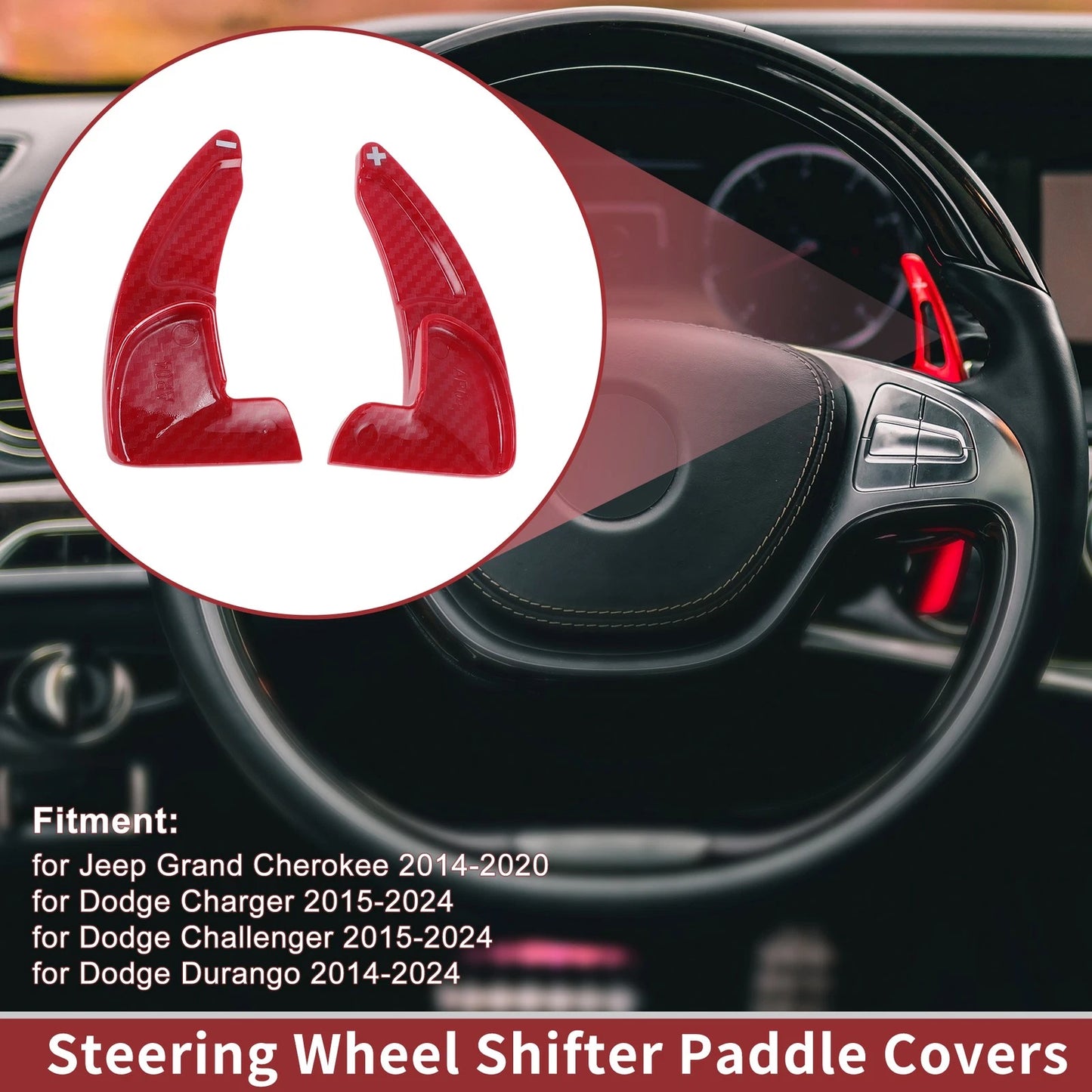 Set of 2 Red Plastic Steering Wheel Paddles for Jeep Grand Cherokee (2014–2020)