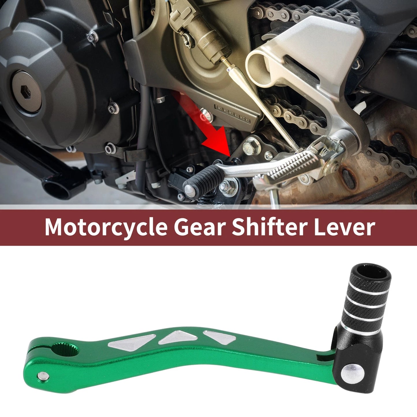 Folding Gear Shifter Lever for Yamaha TTR 50 (2006–2023) Green/Black