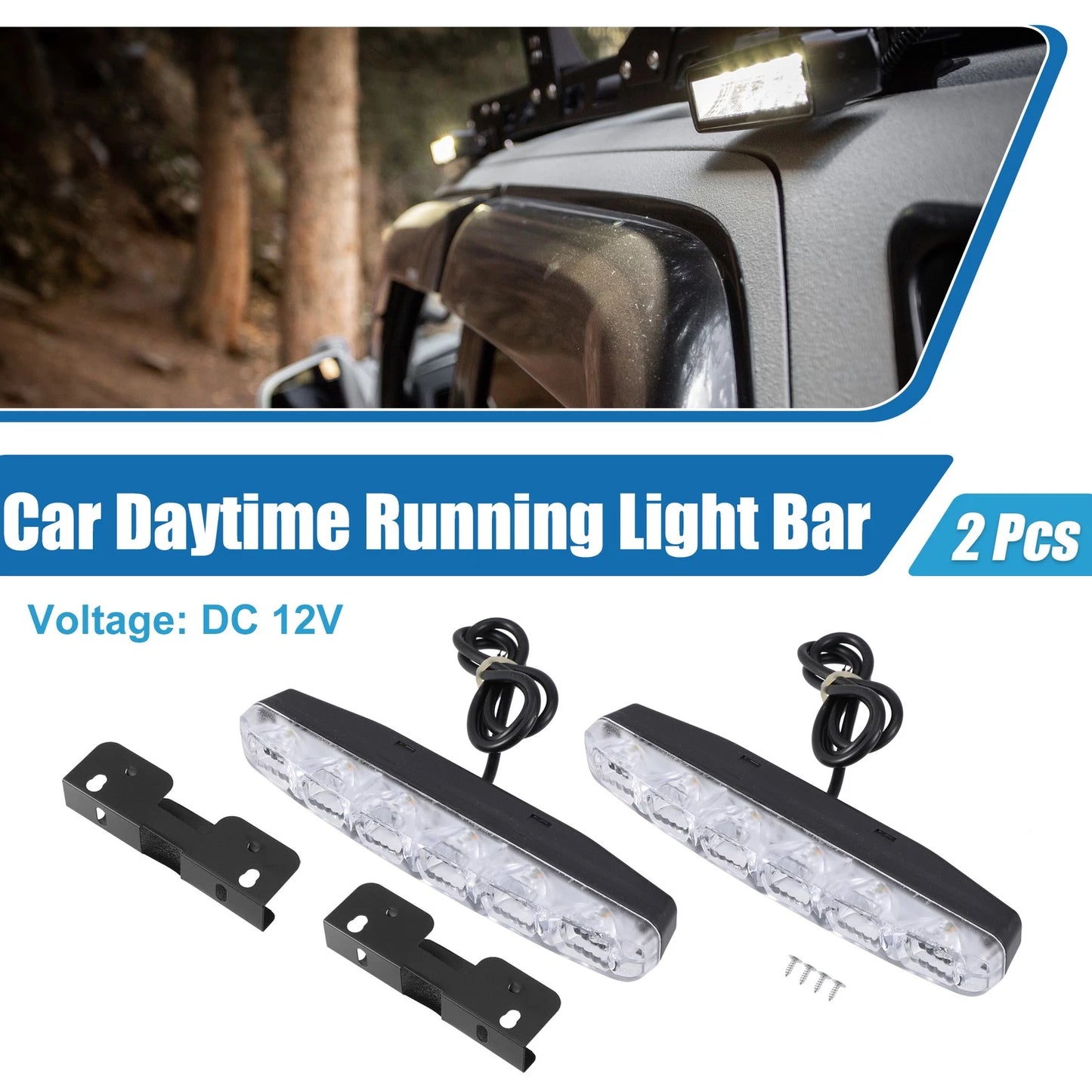 Set of 2 LED Daytime Running Lights for Car (White Amber Turn Signal)