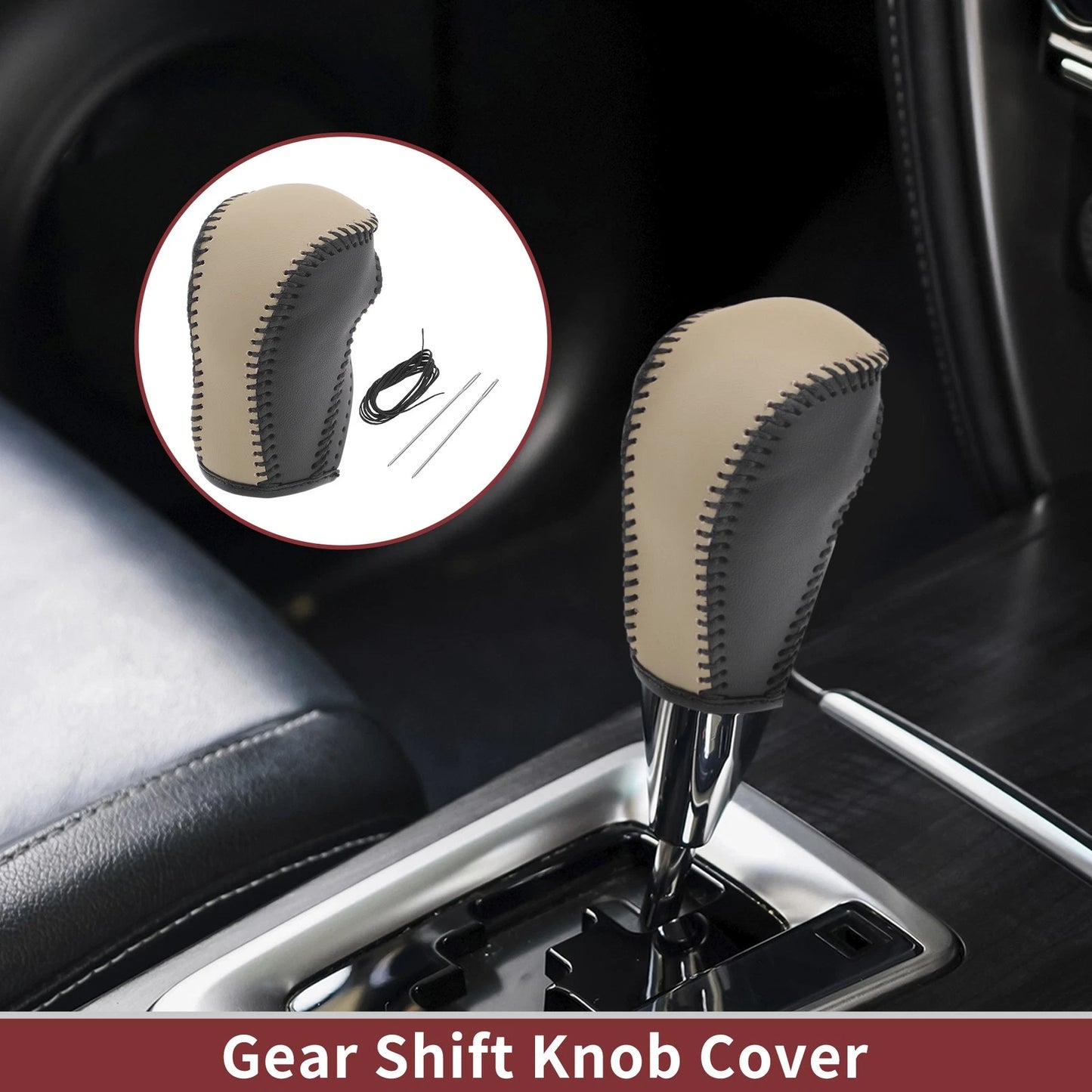 1 Pc Gear Shift Knob Cover for Mazda CX-5 (2013–2014) Black Beige