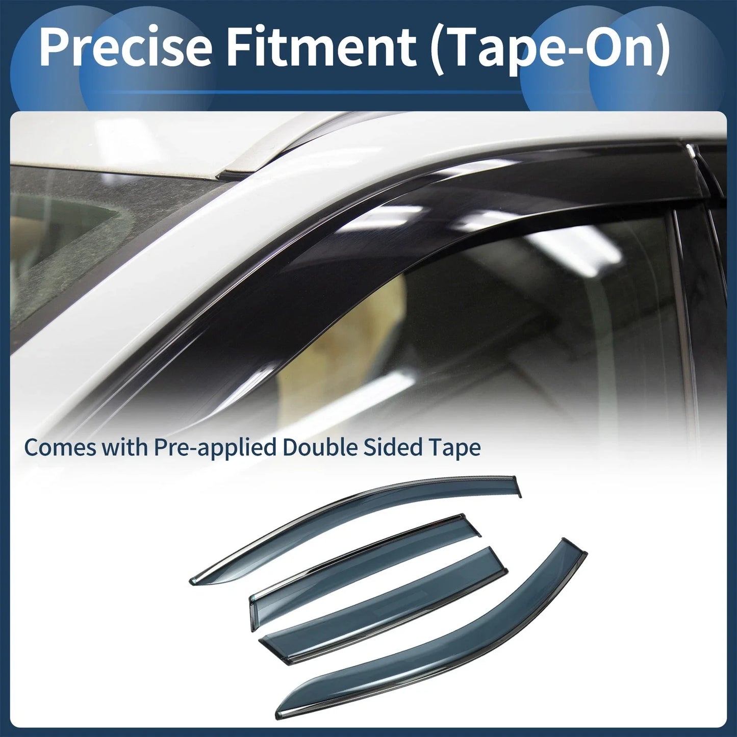 Window Deflectors for Honda CR-V Side Window Vent Visors Black (2007-2011)