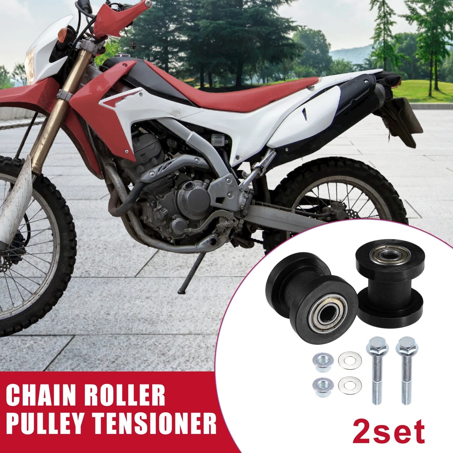 2X 8mm Chain Roller Pulley Tensioner for Motorcycle Mini Bike ATV 125cc