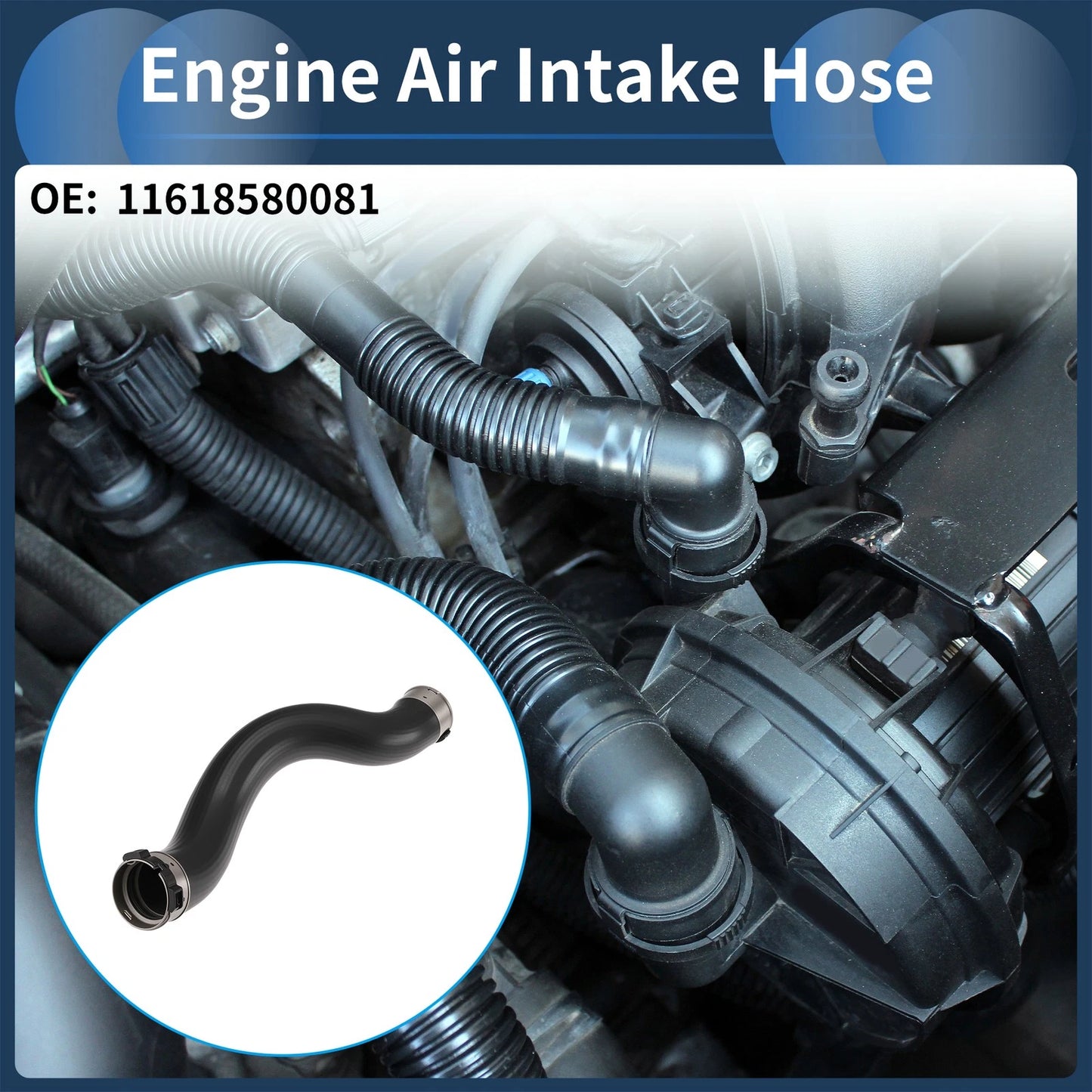 Engine Air Intake Hose for BMW 5 Series 518d (2018–2020) No. 11618580081 Rubber Clamp