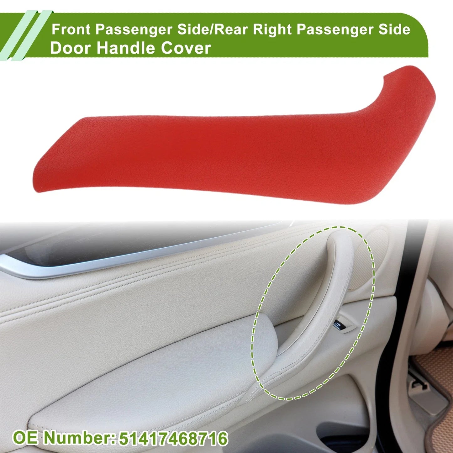 Door Panel Handle Pull Trim Cover for BMW X1 (15-20) Red