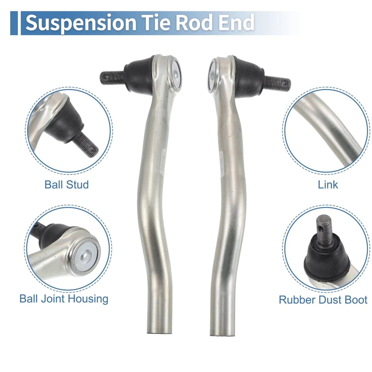 2 x Front Outer Tie Rod End Links for Honda Civic (2016-2021)