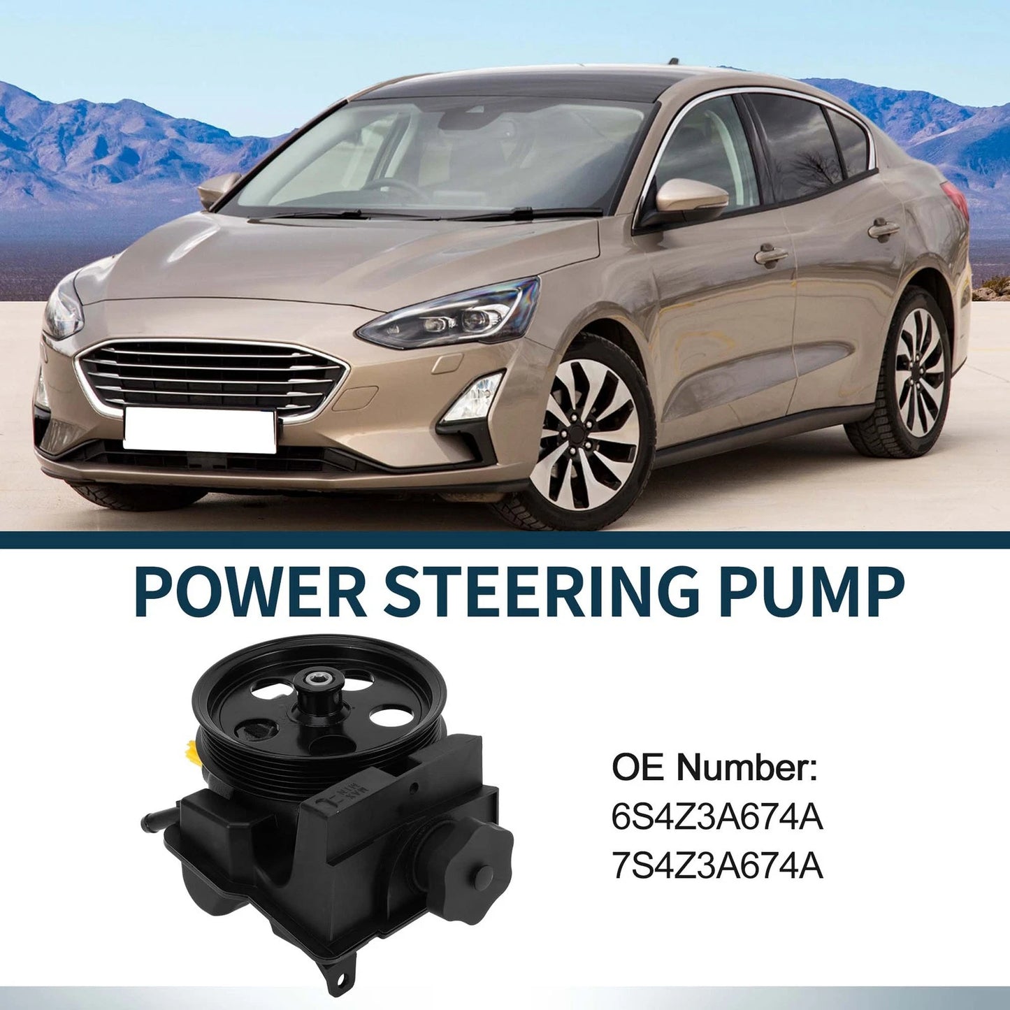 Power Steering Pump with Pulley for Ford Focus 2.0L L4 (2006–2011) No. 6S4Z3A674A