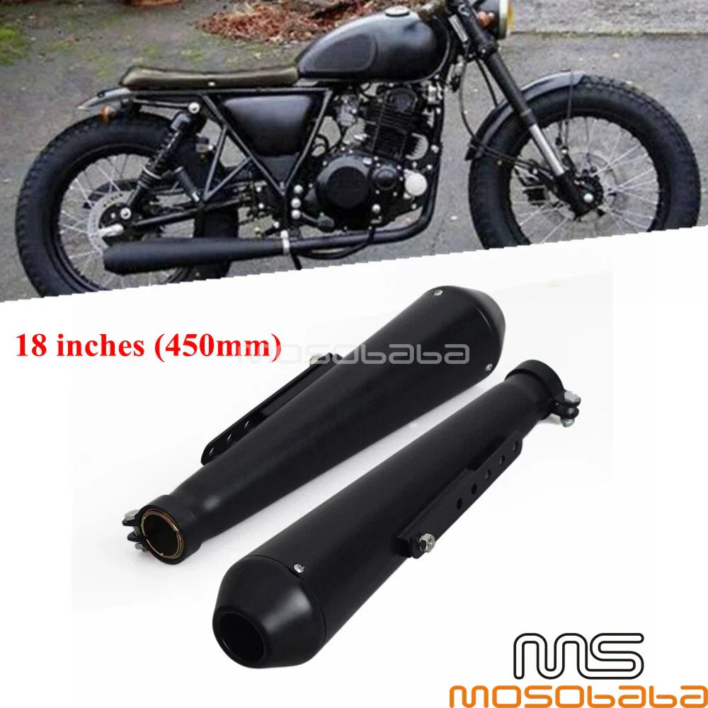 18" Reverse Cone Shorty Exhaust Muffler Pipes for Cafe Racer