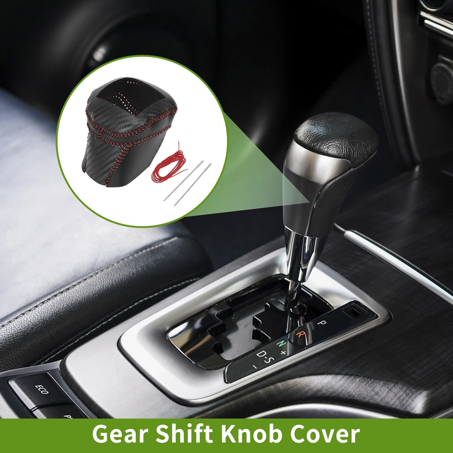 Gear Shift Knob Cover for Nissan Rogue (2021–2024) Black Carbon Fiber Red