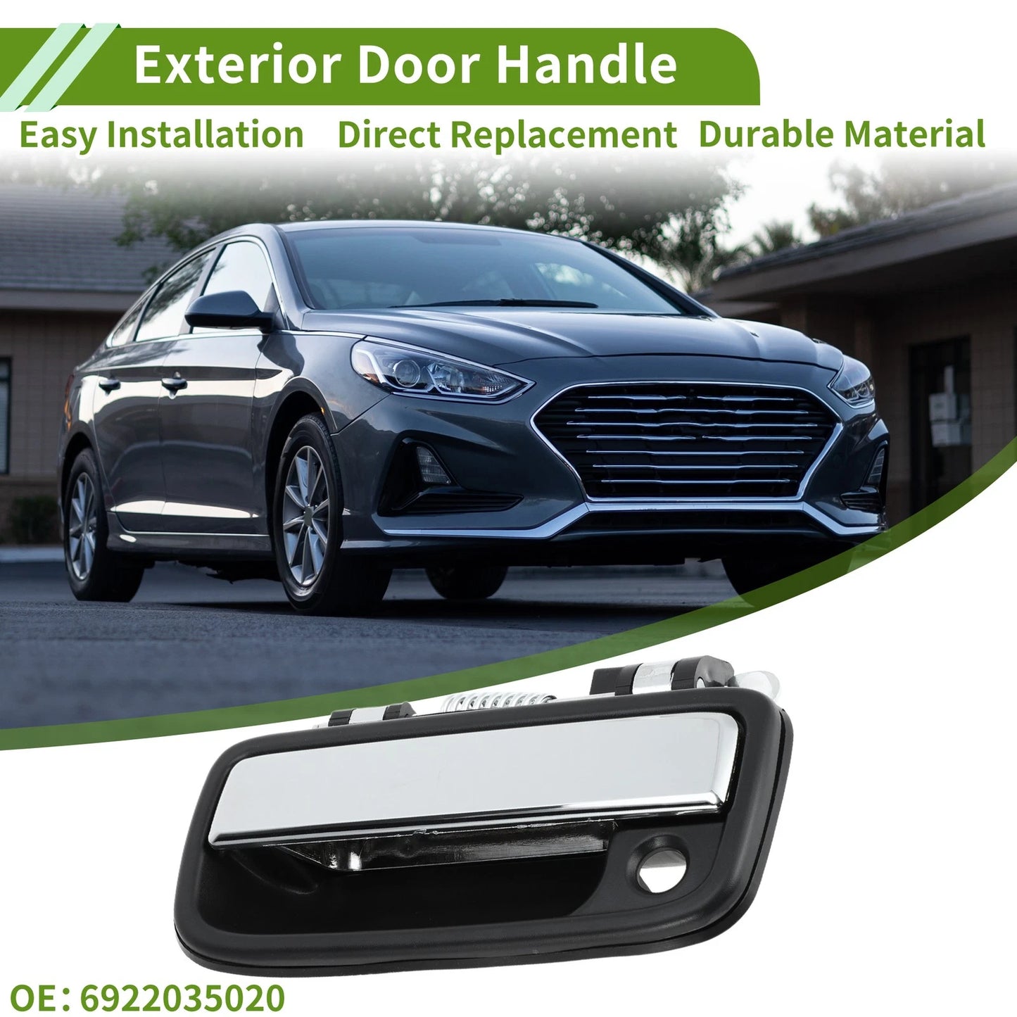 Exterior Door Handle for Toyota (No.6922035020, Black Silver Tone, Front Left)