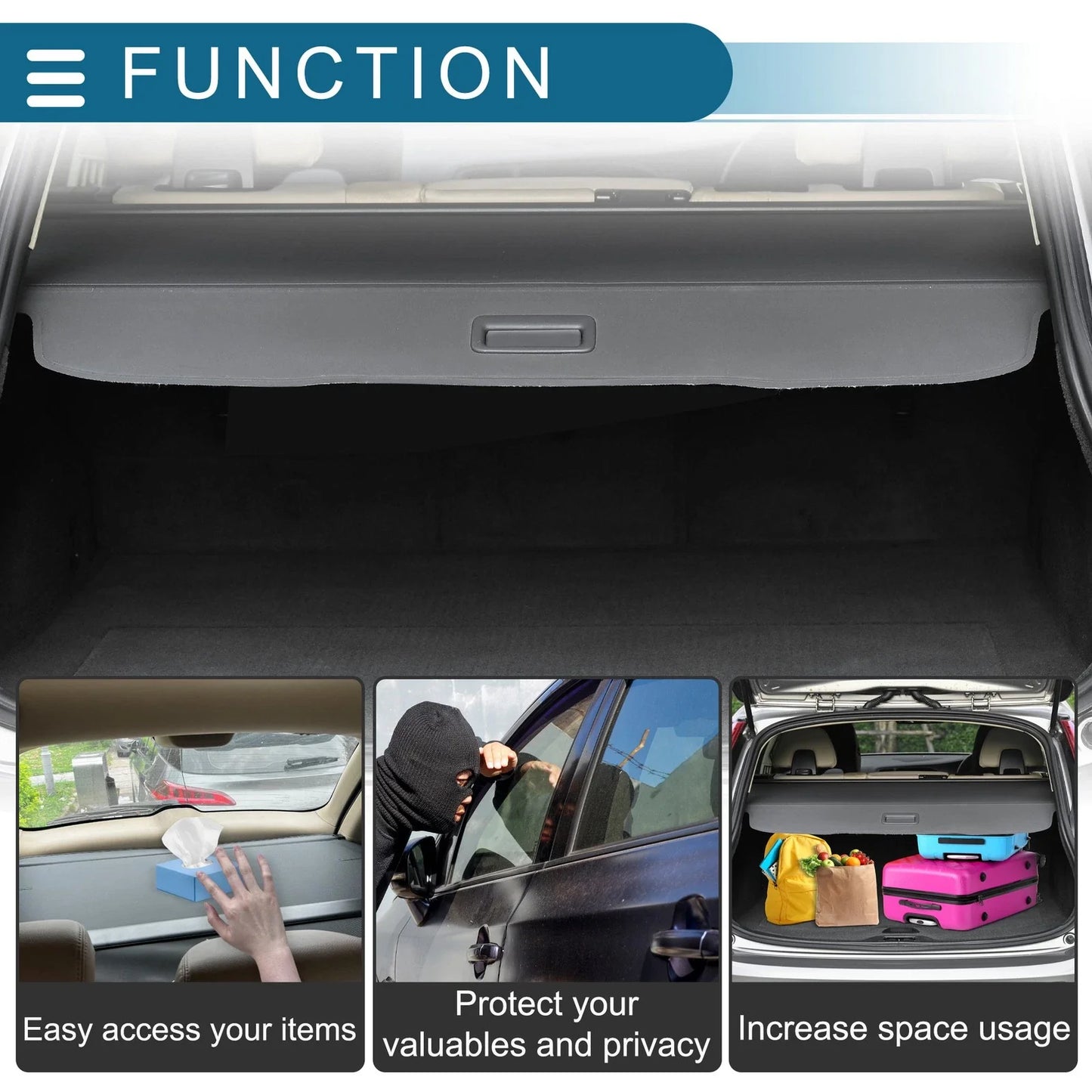 Retractable Cargo Cover for Dodge Durango 2011-2025 Rear Trunk Shelf