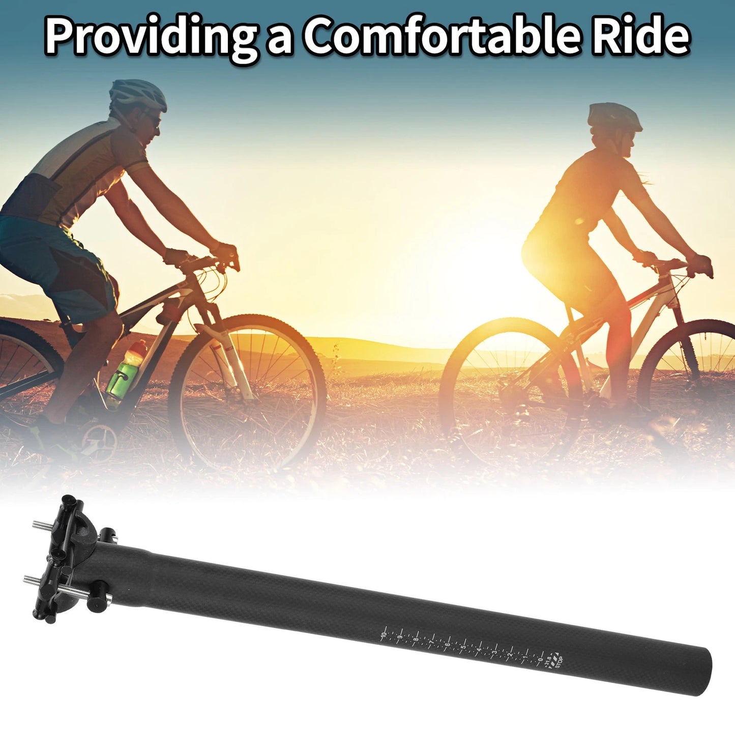Bike Seat Post 31.8mm x 450mm for Universal Fit (2010–2023) Matte Black Carbon Fiber