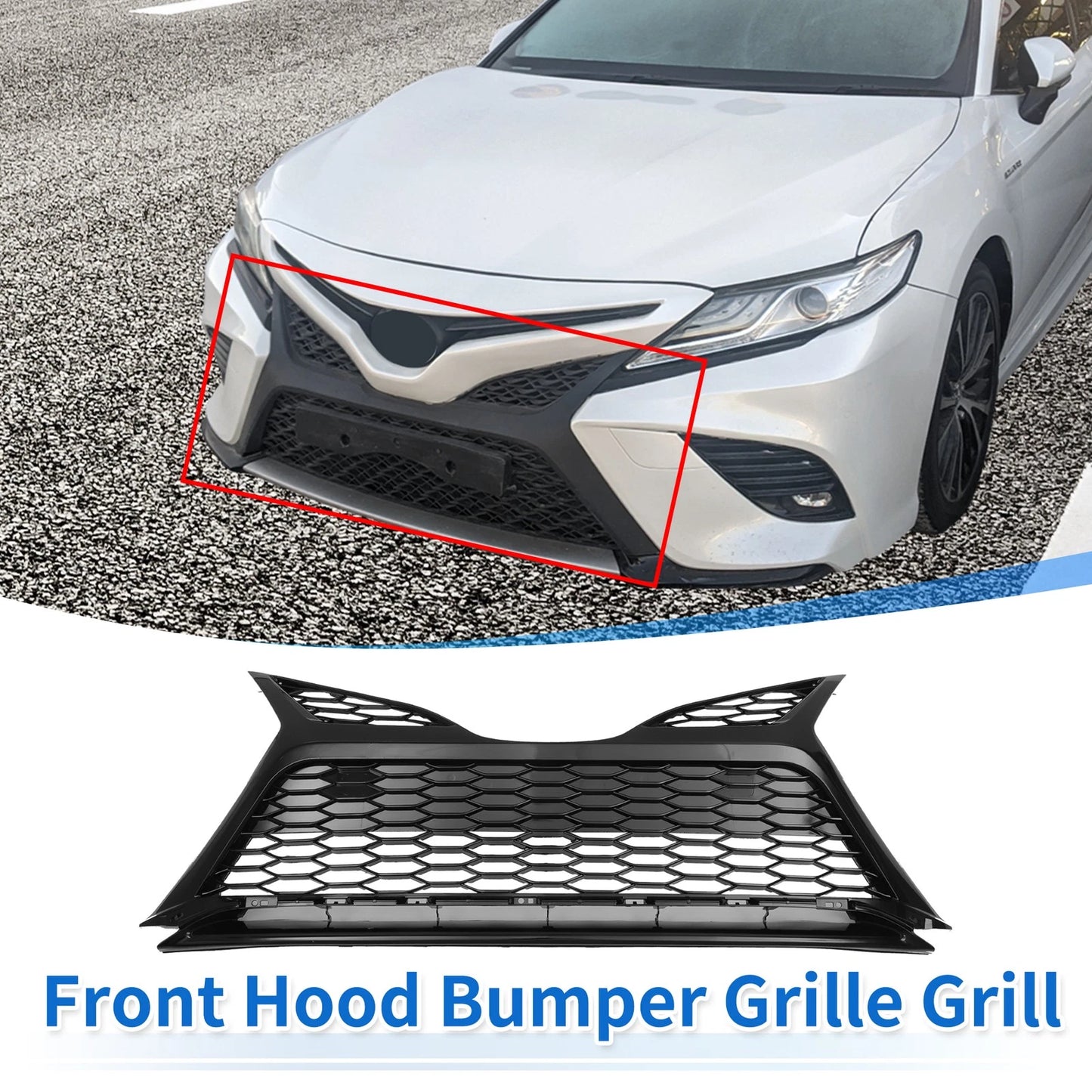 Front Lower Hood Bumper Grille for Toyota Camry SE (2018–2020) Black