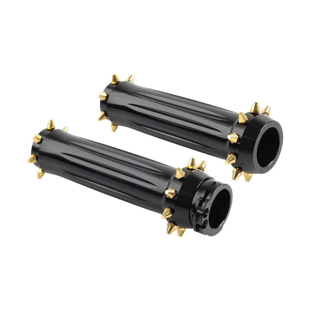 1'' Spikes Hand Grips for Harley Touring Dyna Softail - Gold/Black