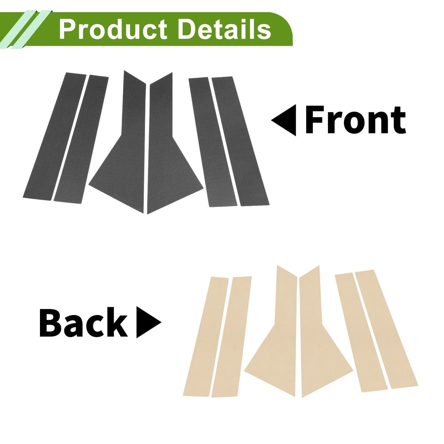 6 Pcs Carbon Fiber Pillar Window Trim for Chevy Captiva (2019-2024)