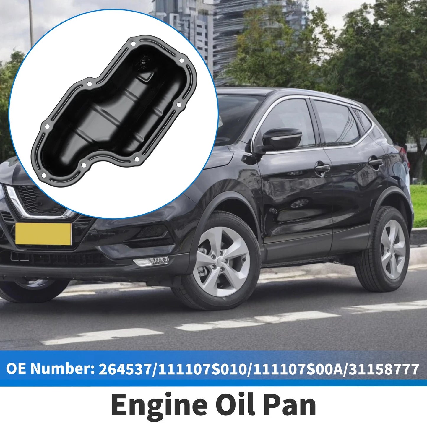 1 Pc Engine Oil Pan for Nissan Pathfinder (2008–2012) No.111107S010 Steel Black