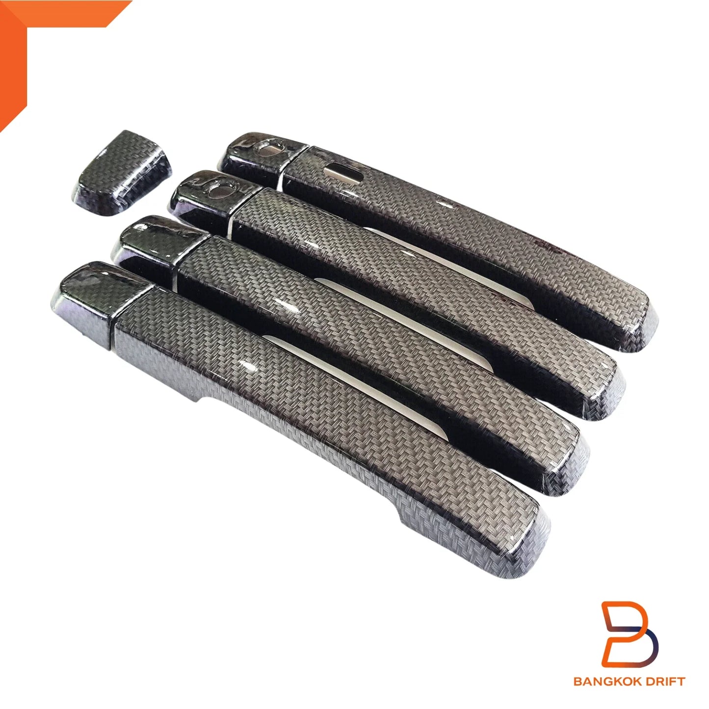 Black Carbon Fiber 4 Door Handle Cover Trim for Isuzu D-Max, MU-X (12-19)