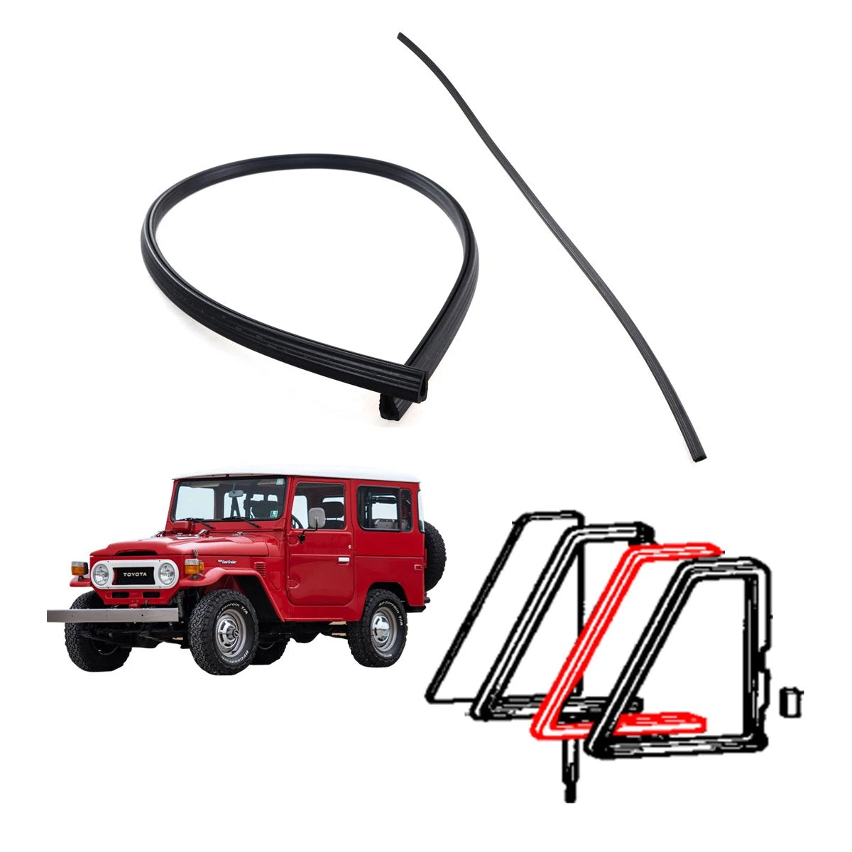 Vent Window Frame Weatherstrip Set for Toyota Land Cruiser Pickup (BJ40–FJ43)