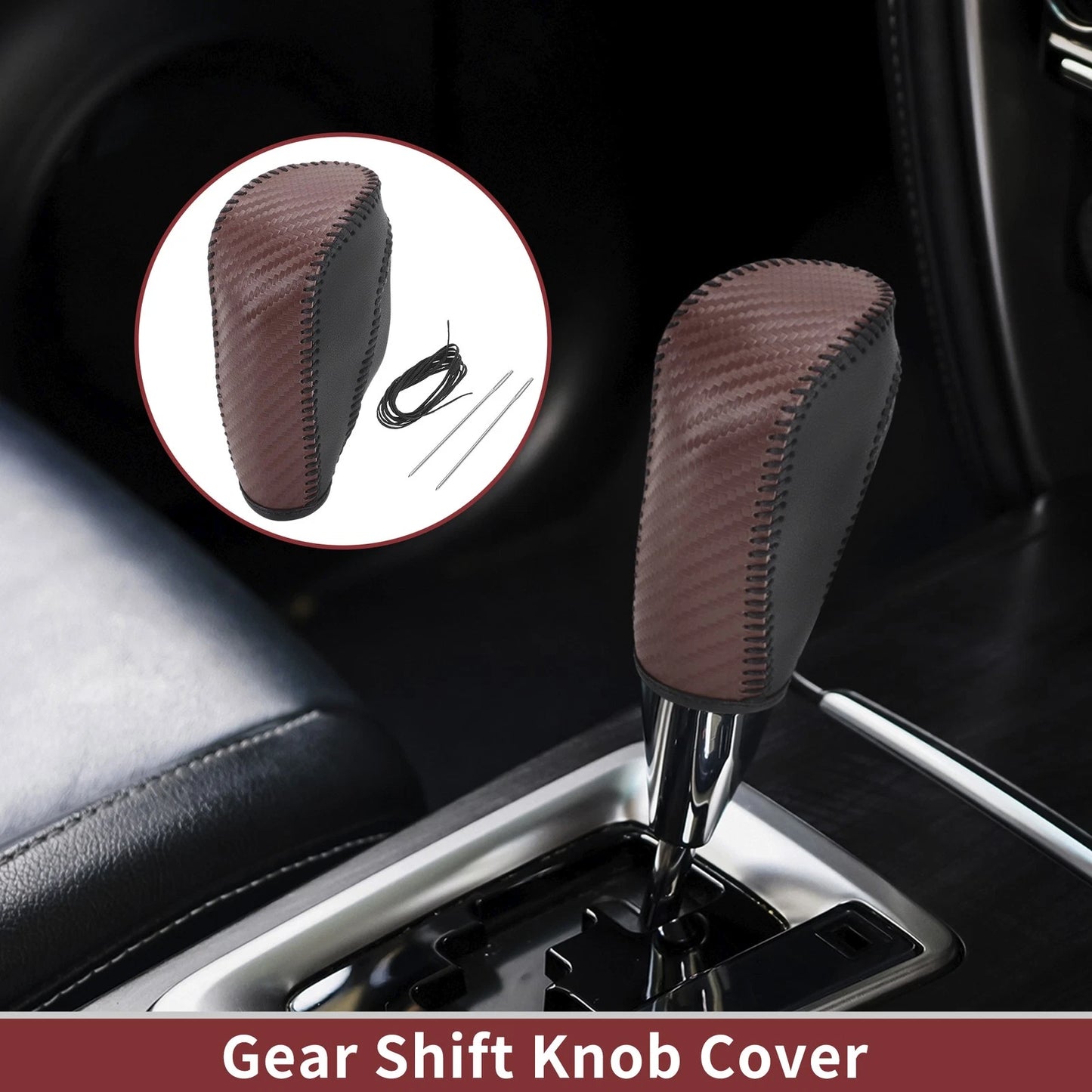 Gear Shift Knob Cover for Ford Fiesta (2009–2012) Brown Faux Leather