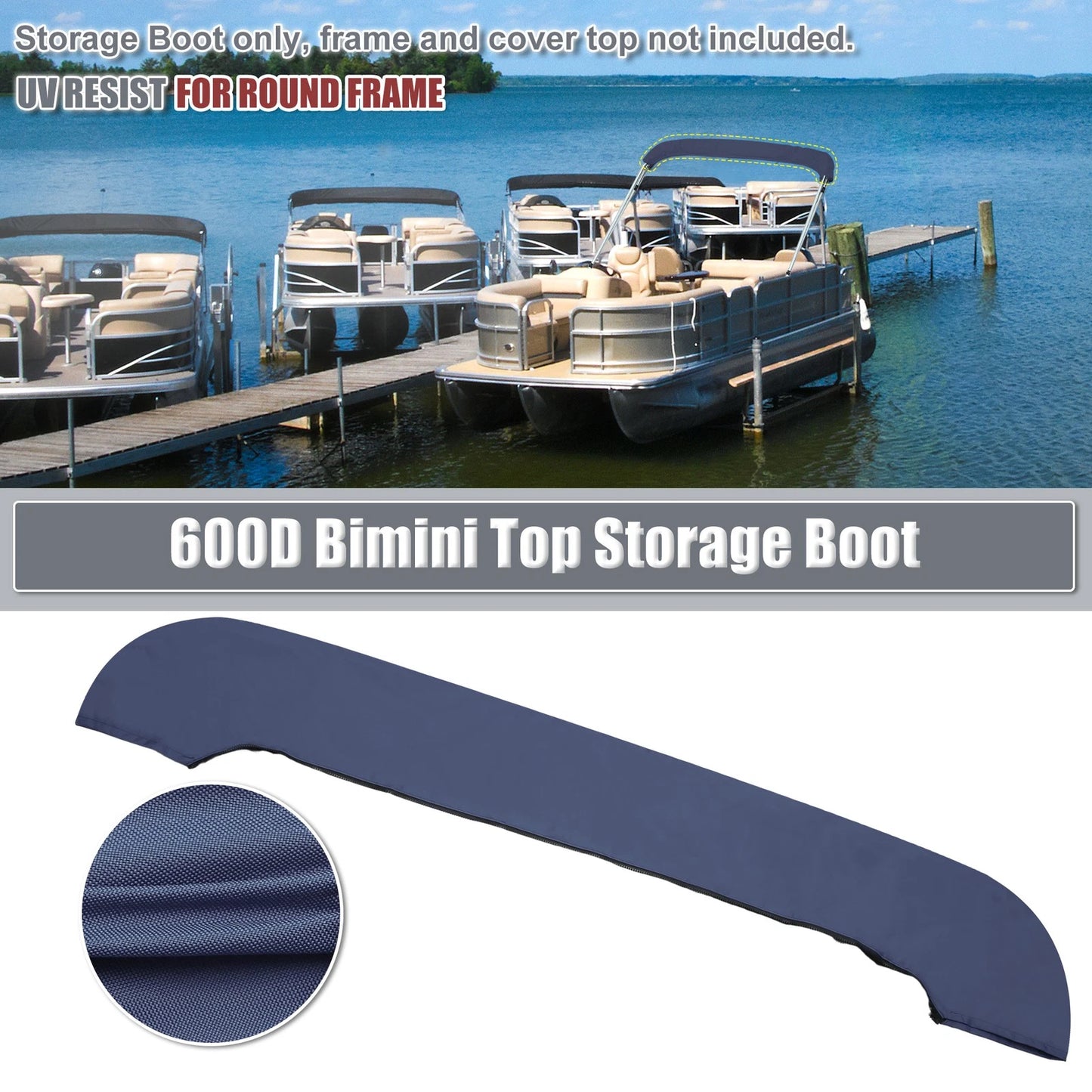 Bimini Top Storage Boot for Boat (97"-103" W) Marine Grade Polyester