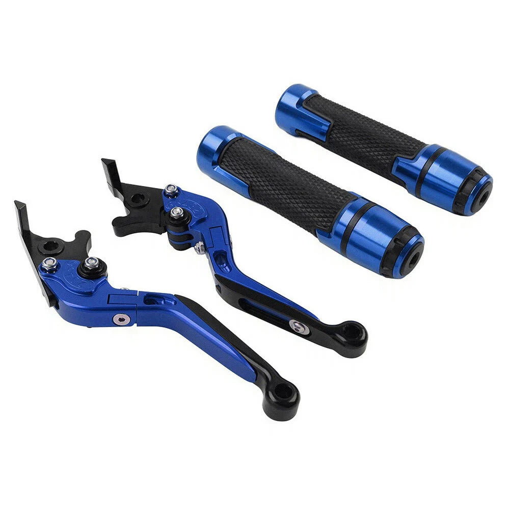 Blue Extendable Brake Clutch Levers & Handlebar Grips for Suzuki DL1000 (2002-2023)