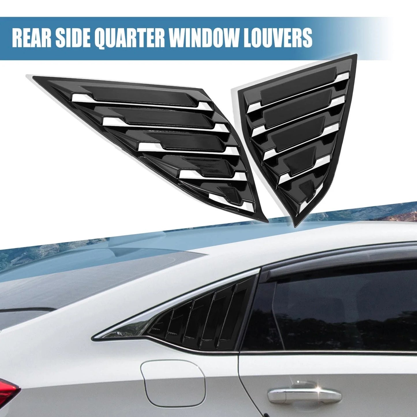 Glossy Black Rear Quarter Vent Window Scoop Louvers for Honda Accord (2018-2021)