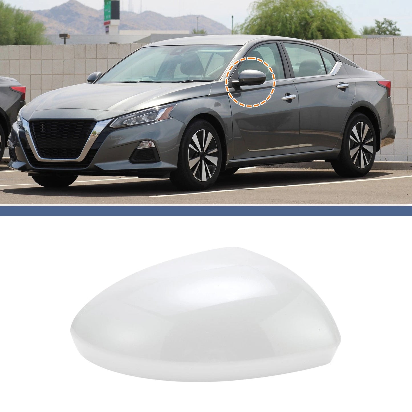 Right Side Mirror Cover Cap for Nissan Altima (2019–2024) - White