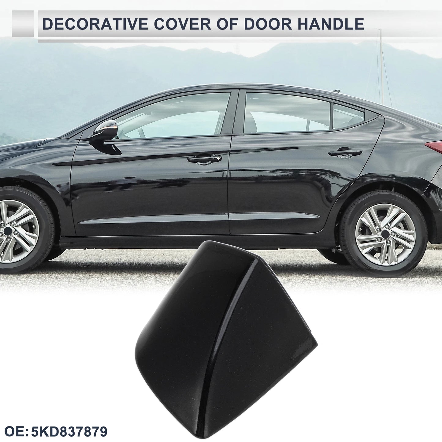 Front Left Door Handle Lock Cylinder Cover for VW Passat (2012–2019) 5KD837879 Black ABS