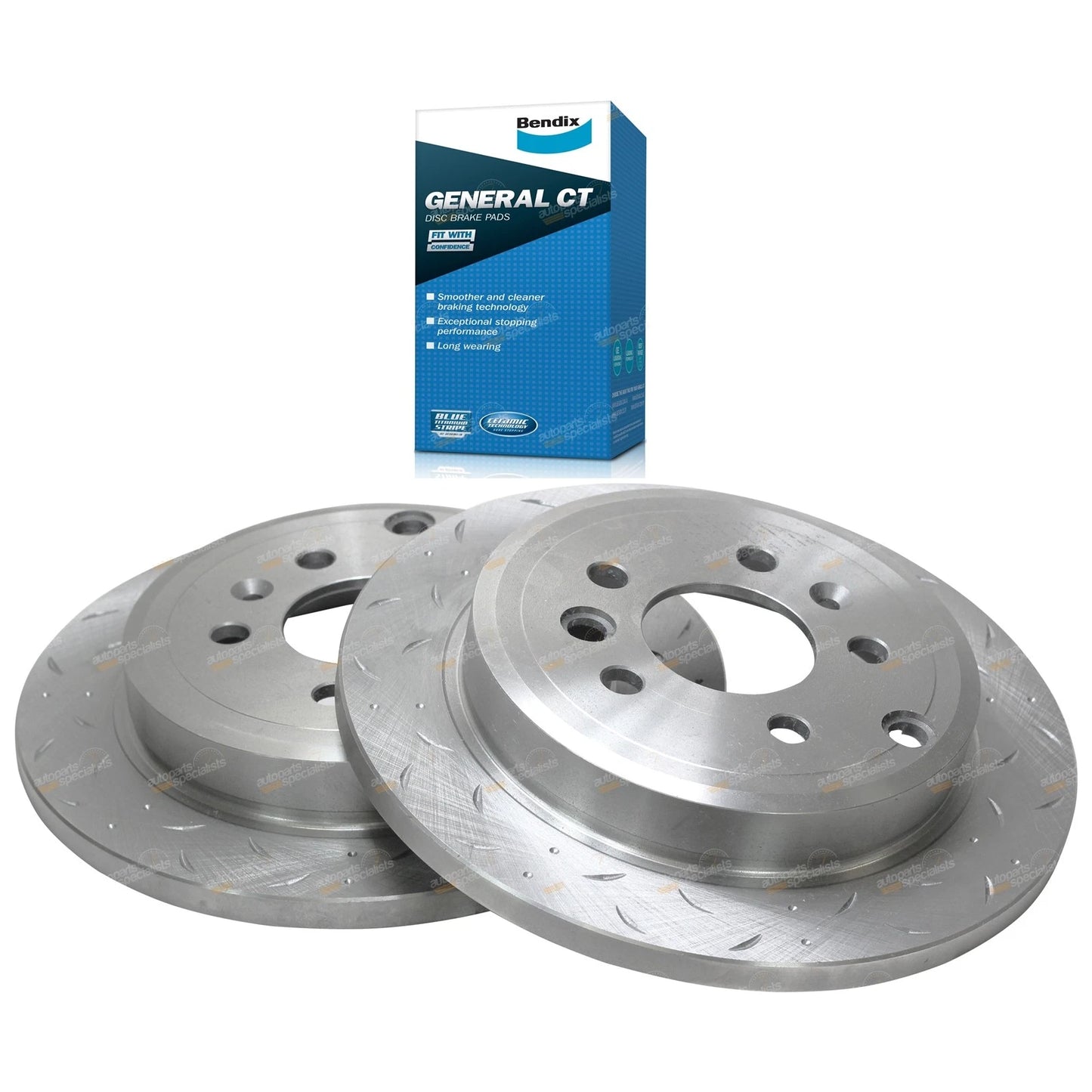 2 Rear Slotted Drilled Brake Rotors + Disc Pads for Ford Falcon BA BF (2002–2012)