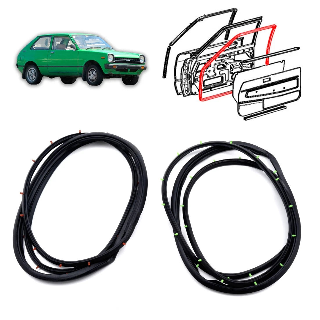 Door Weatherstrip Seal for Toyota Starlet 3DR Hatchback (1978–1984)