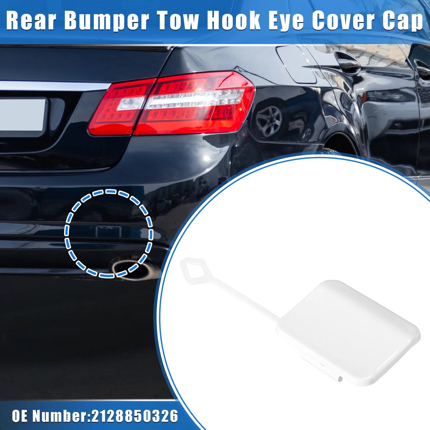 Tow Hook Eye Hole Cap for Mercedes-Benz E550 Sedan (2010–2013) White