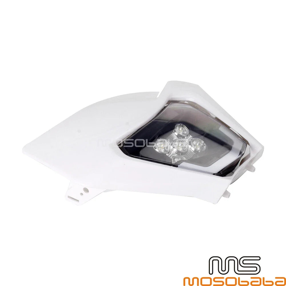 1X LED Headlight & White Cover for KTM 450/500 EXC, FREERIDE 250 F (2017-2023)