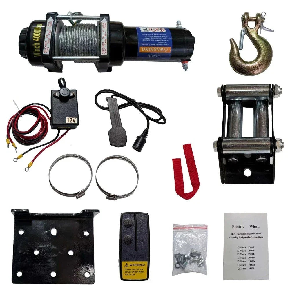 12V 4000LBS Electric Winch for Truck with 5mm x 10m Steel Cable