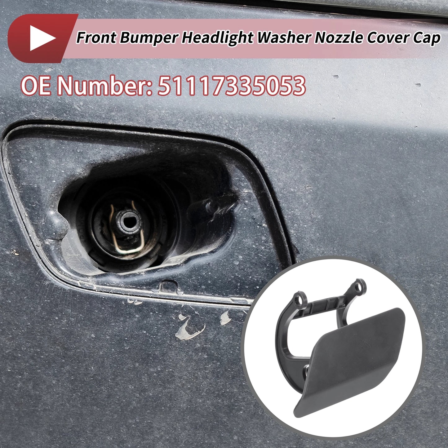 Front Left Washer Nozzle Cover Cap No. 51117335053 for BMW 740i (2013–2015)