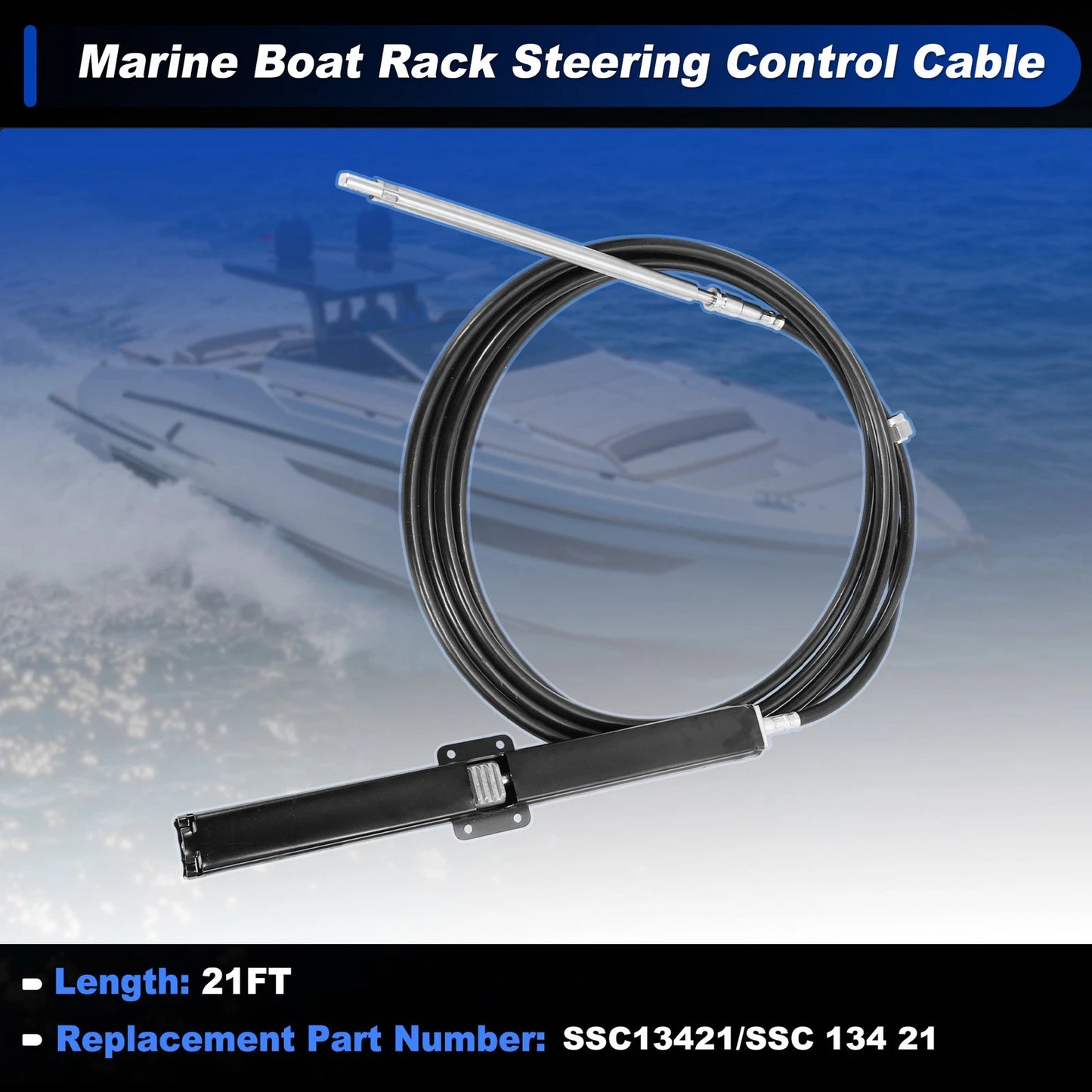 Steering Control Cable for Marine Boat Rack (21 Ft, SSC13421/SSC13421)