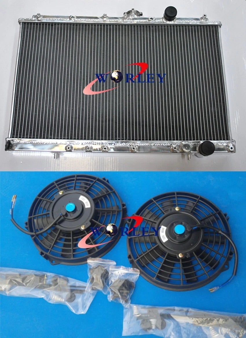 Aluminum Radiator & Fans for Mitsubishi Lancer EVO I II III (1992–1996)