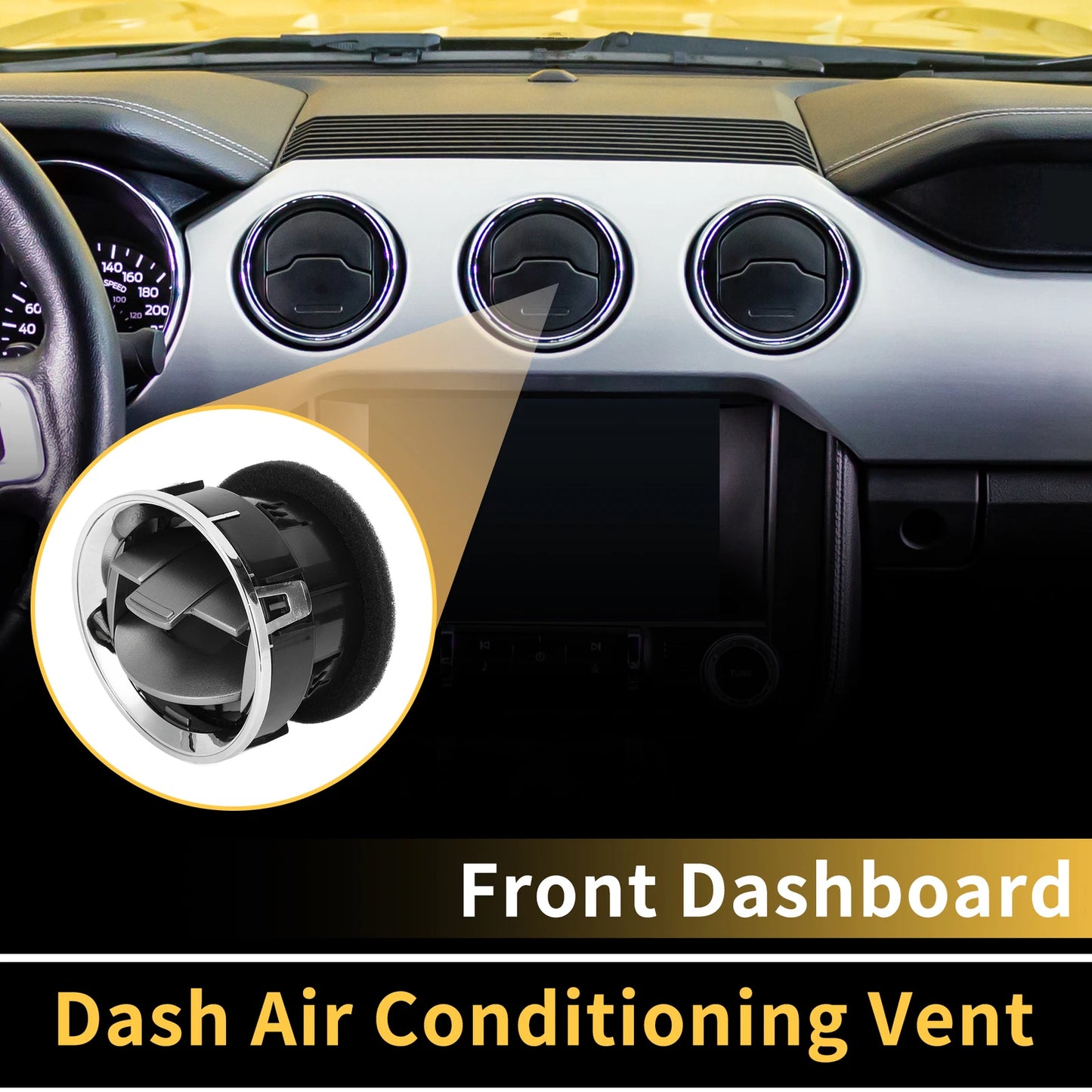 Dash AC Heater Air Vent for Ford F150 (2009–2014) Center Outlet Titanium Tone