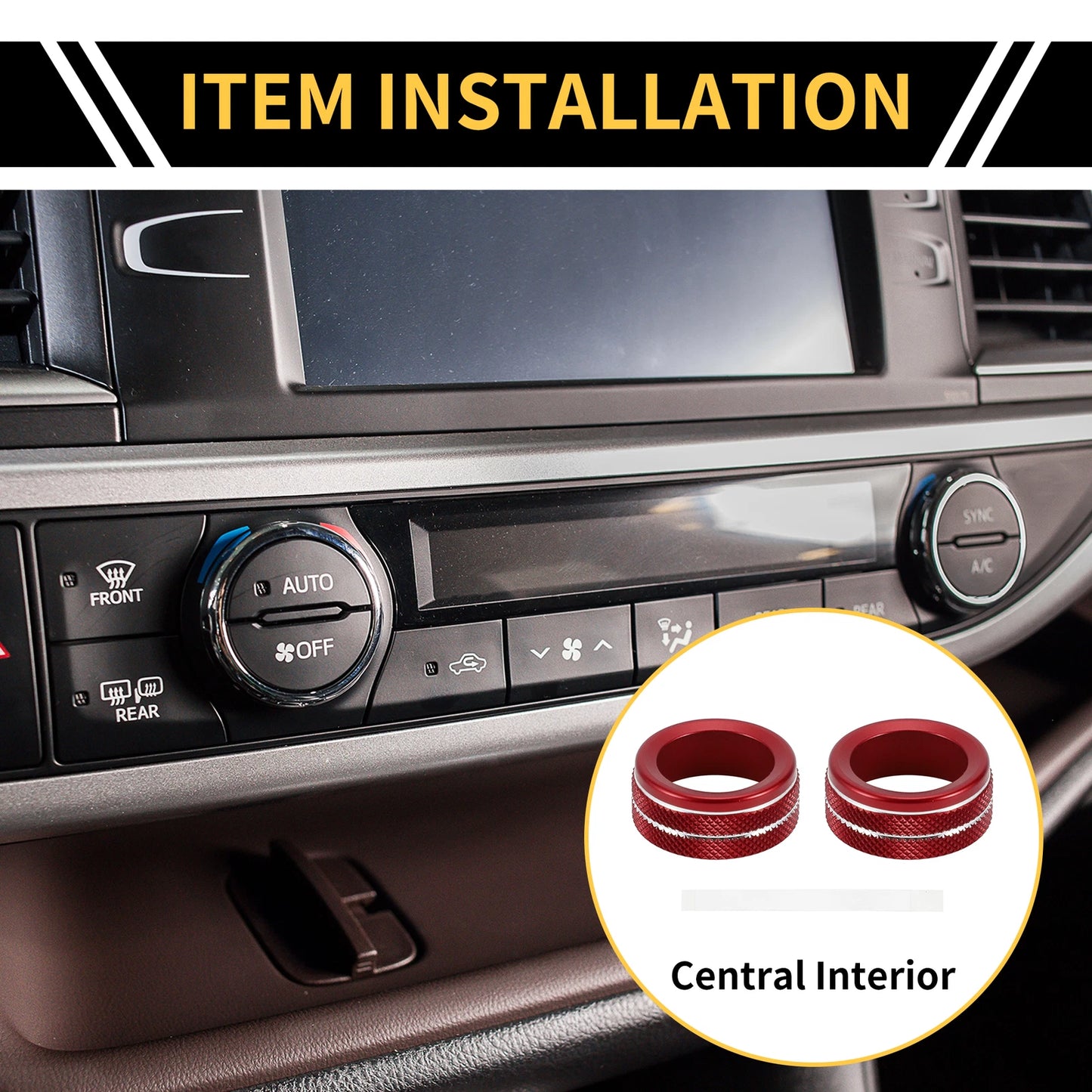 Audio Radio Volume Tune Switch Knob Cover Ring for Toyota Tacoma (2020–2023) Red