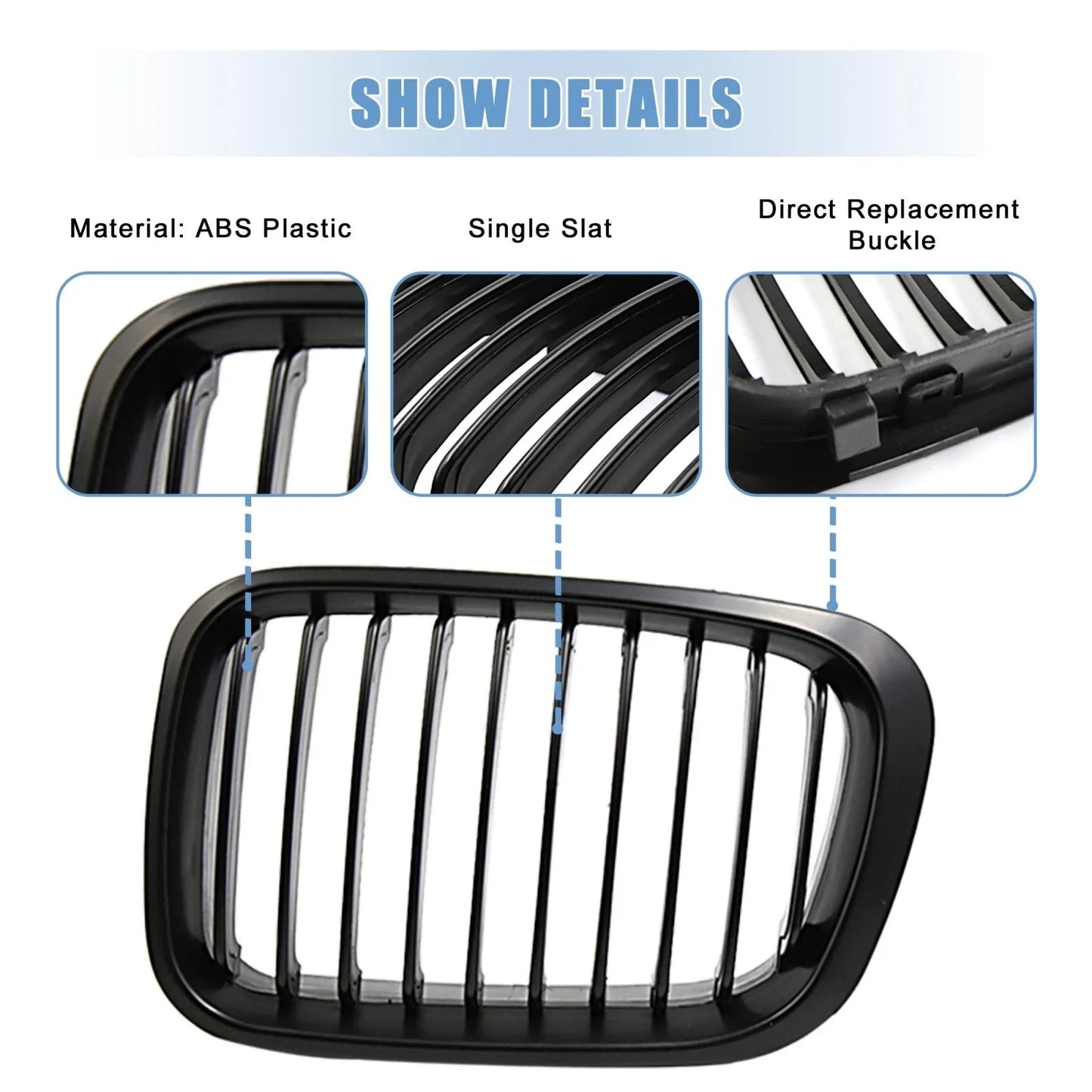 Matte Black Front Upper Kidney Grille for BMW 325i 325xi 330i 330xi