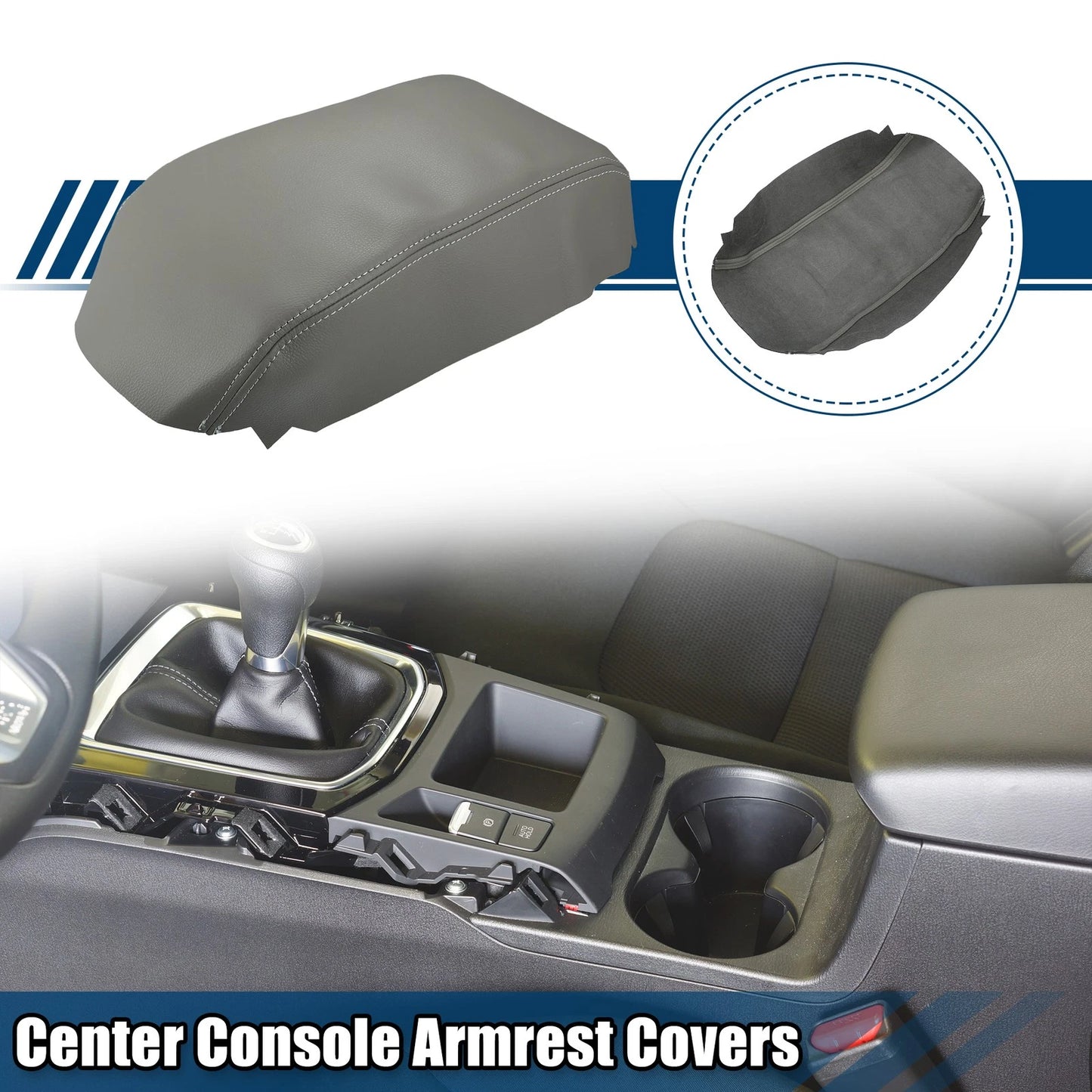 Center Console Armrest Covers for Nissan Pathfinder (2005–2012) Faux Leather Gray