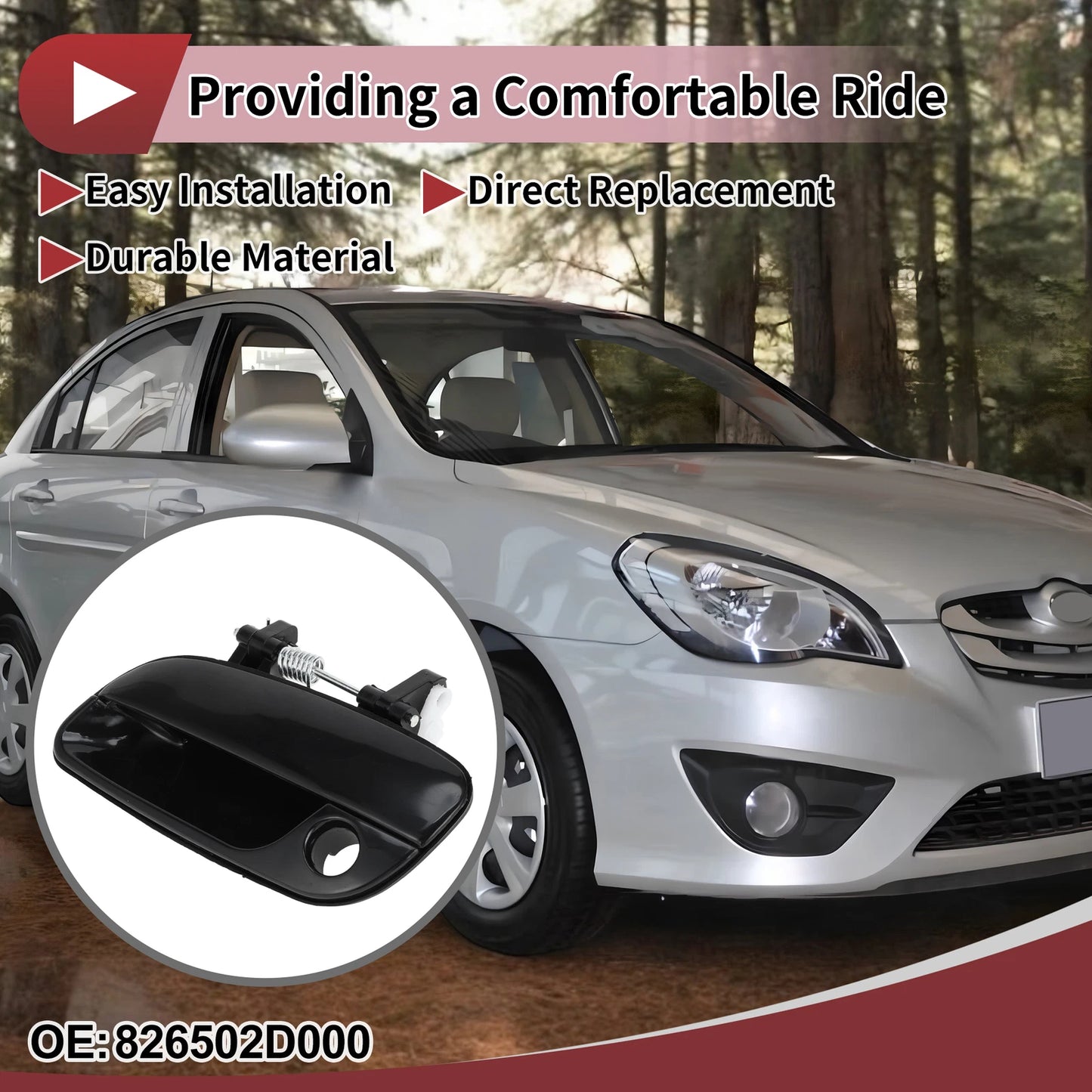 Car Exterior Door Handle for Hyundai Elantra (2017–2020) No. 826602D000 Black ABS