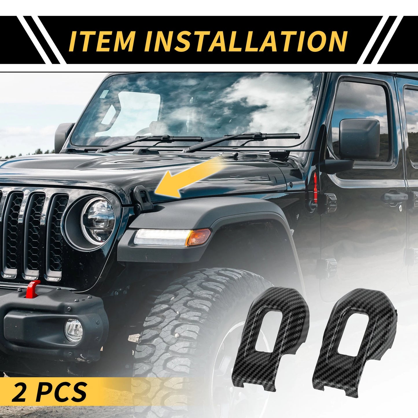 2X Hood Latch Lock Catch Brackets for Jeep Wrangler JL JLU (2018–2023)