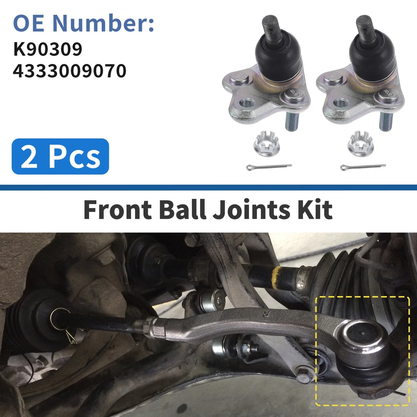 2X Front Lower Ball Joints for Toyota Corolla (1996–2002) No.K90309/4333009070