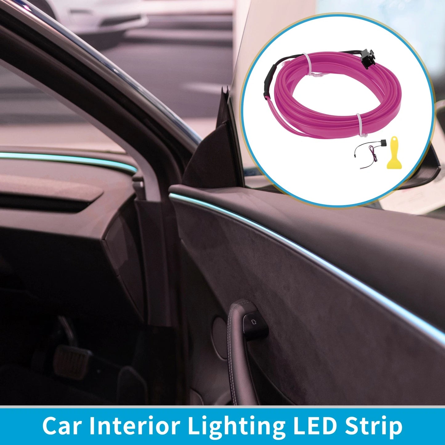 2m LED Strip Neon Wire for Universal Car Decoration (12V) - Purple