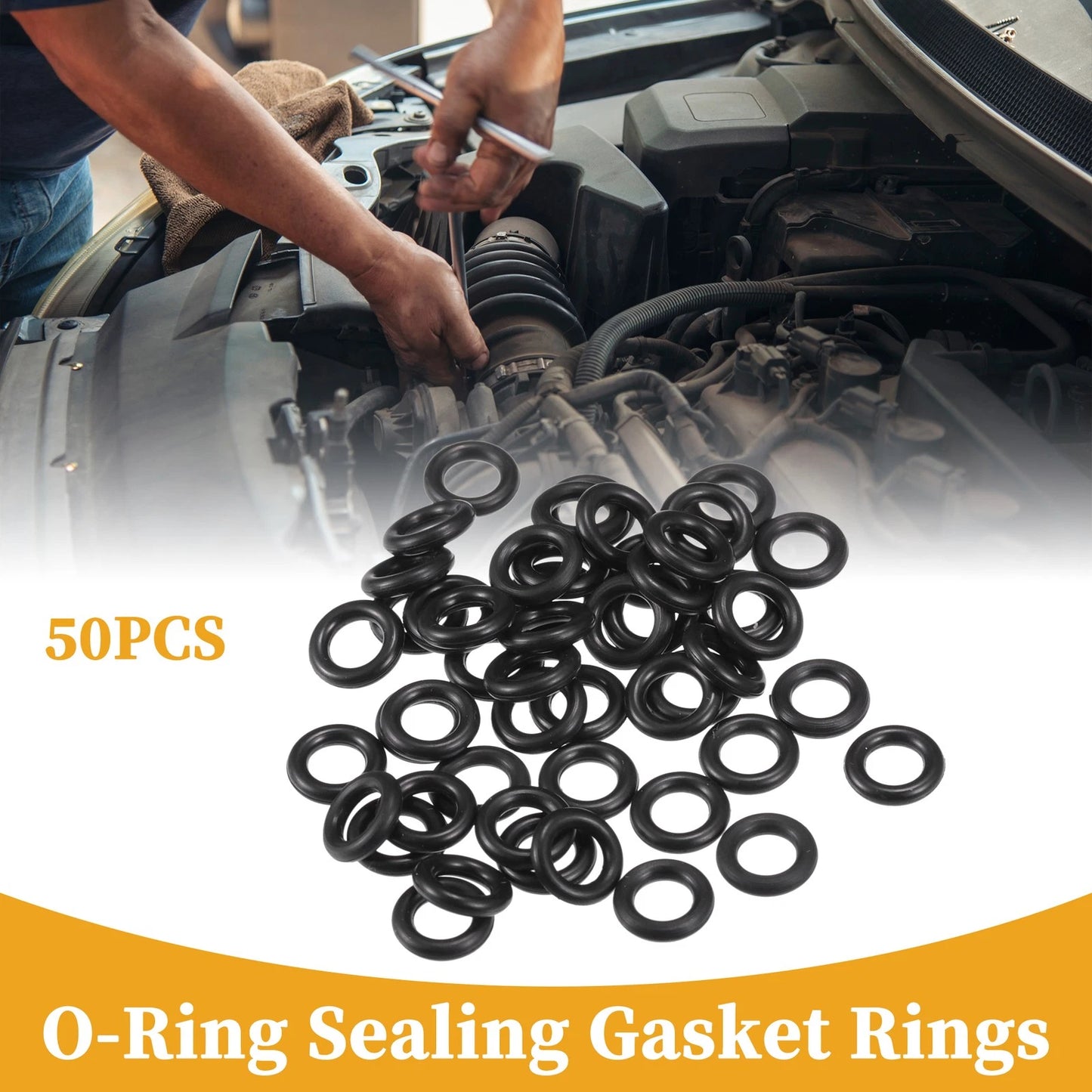 50pcs NBR Rubber O Ring Seal Gasket for Cars Trucks (Universal) 4mm ID x 1.5mm CS